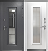 ВХОДНАЯ ДВЕРЬ С ТЕРМОРАЗРЫВОМ ЛЮКСОР ТЕРМО 4 БУКЛЕ ГРАФИТ / ЭМАЛИТ БЕЛЫЙ 2218