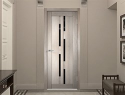 Межкомнатная дверь Velldoris Unica 7 PO Лакобель черное (Капучино) в интерьере - фото 5964